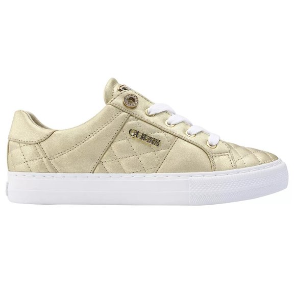 GUESS Women's Loven Casual Lace-Up Sneakers GOLD TONE Size 5 - Picture 2 of 12